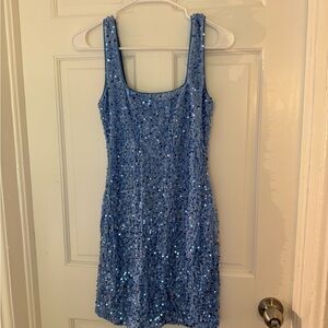 Beginning Boutique Sky Blue Sequin Bodycon Dress